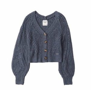 Abercrombie & Fitch Puff Sleeve Cropped Cardigan